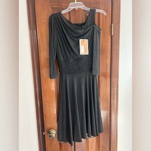 Nue by Shani One Shoulder Grey Dress